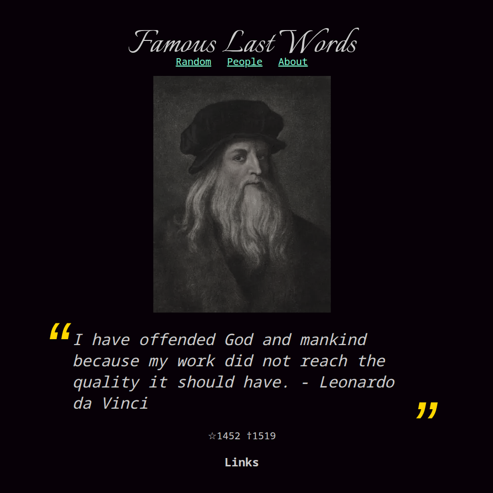 Últimas palavras de Leonardo da Vinci via Famous Last Words