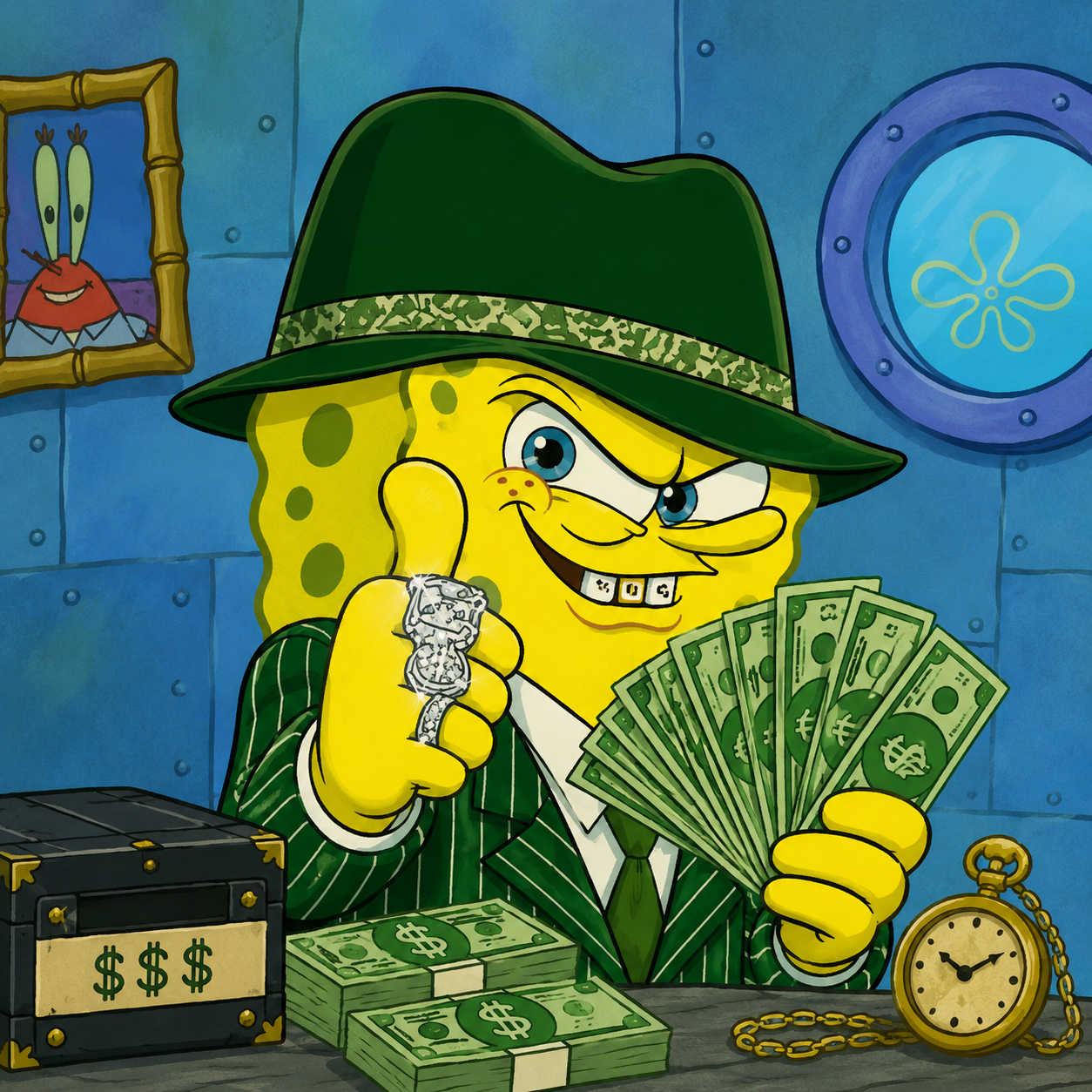 Bob Esponja gangster, remasterizado pelo chatGPT