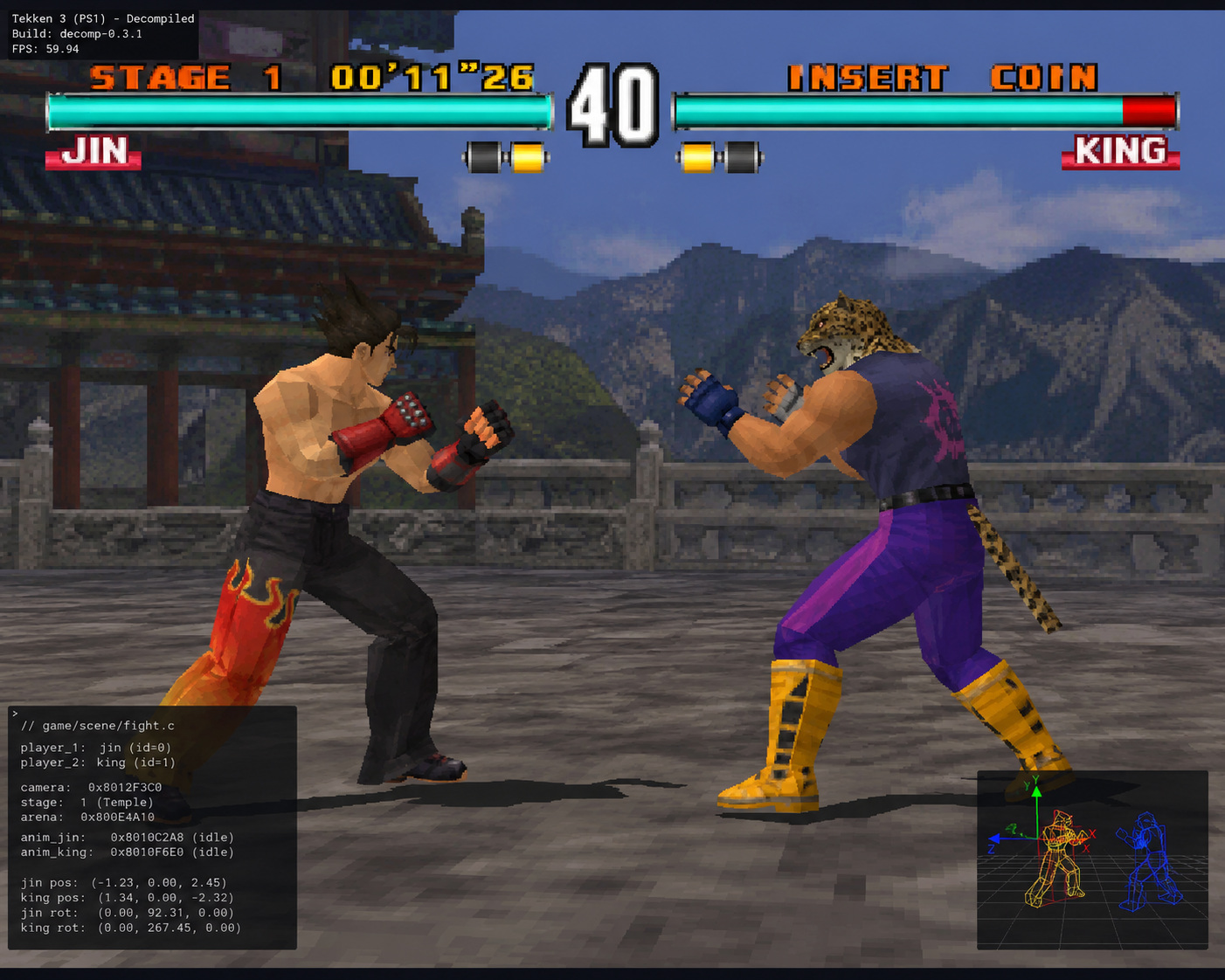 Tekken 3 para ps1 decompilado, via ChatGPT